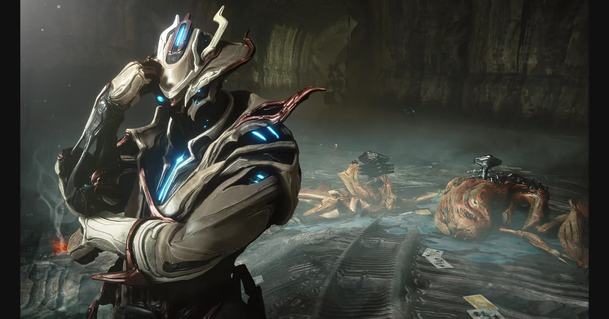 Космический корабль Warframe летит к далёкой звёздной системе