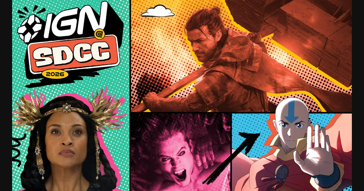 Конвенц-зал Comic-Con в красно-золотых тонах, без логотипов и лиц