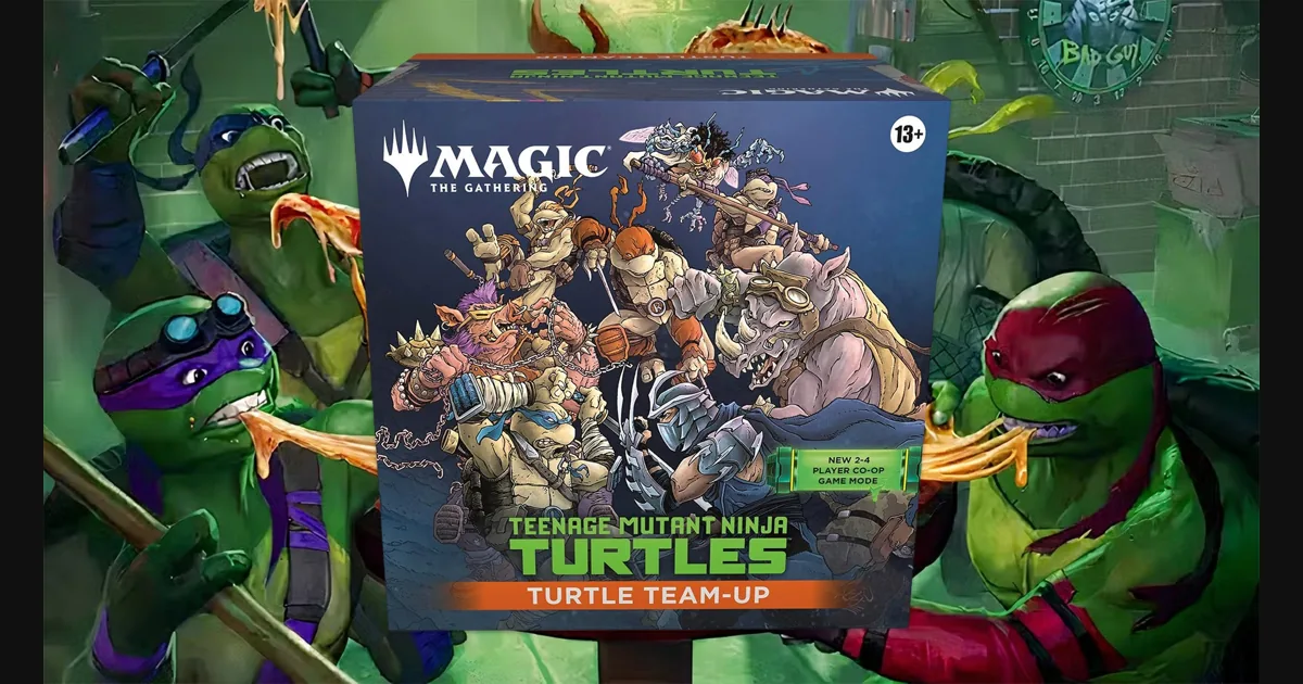 Цифровая коробка с игрой и карты Magic: The Gathering на тёмном фоне