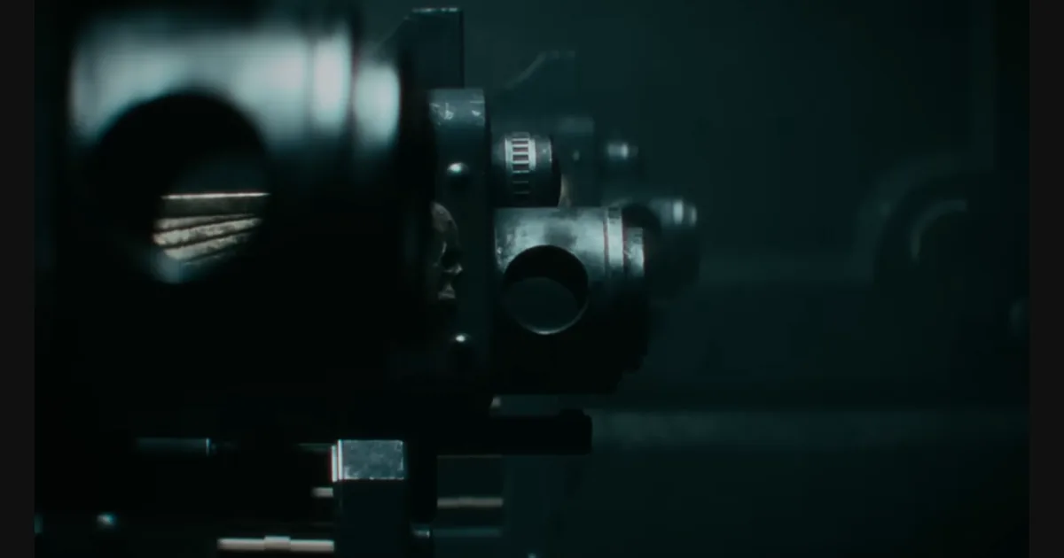 Тёмная космическая станция в стиле Warhammer 40K с силуэтами космодесантников